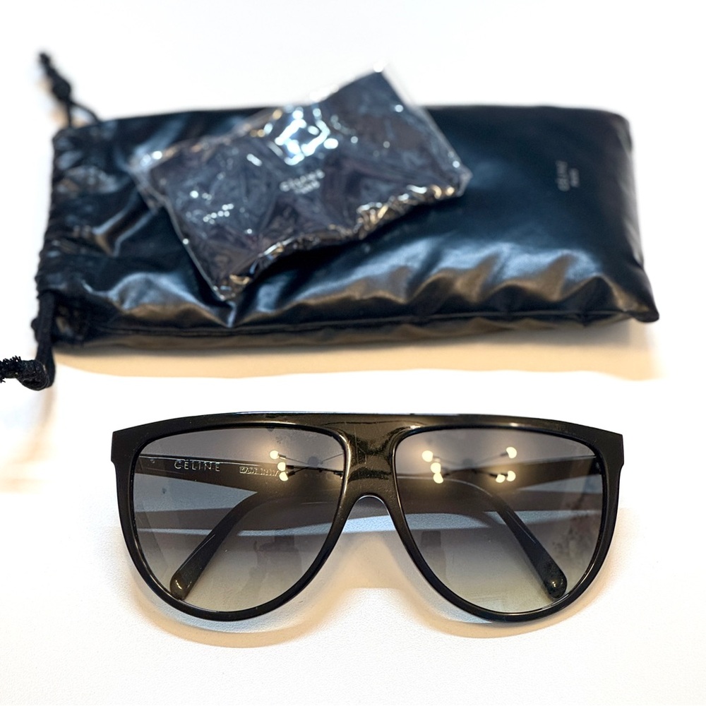 Celine 62cm Oversize Shiny Black Sunglasses - Picture 7 of 13